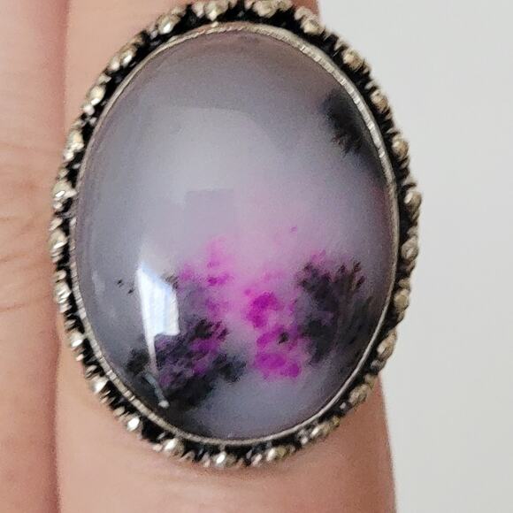Sterling Silver Purple Stone Ring – Bohemian Statement Jewelry – Size 8 - Picture 15 of 15